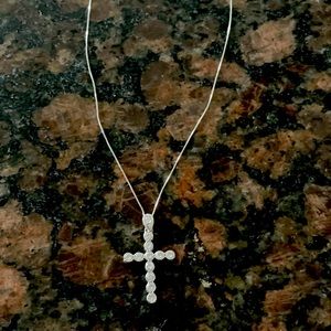 10K white gold cross necklace